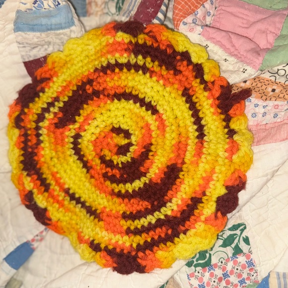 Other - Vintage Handmade Vibrant Spiral Crochet Doily